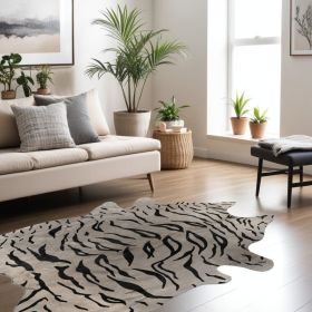6' X 7' Gray and Black Cowhide Cowhide Area Rug