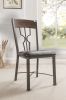 Set of Two Espresso And Bronze Upholstered Faux Leather Windsor Back Dining Side Chairs