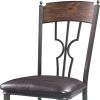 Set of Two Espresso And Bronze Upholstered Faux Leather Windsor Back Dining Side Chairs