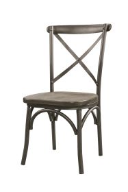 Set of Two Gray And Ash Gray Wood Cross Back Dining Side Chairs