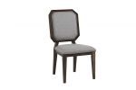 Set of Two Gray And Brown Upholstered Fabric Dining Side Chairs