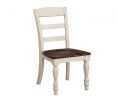 Set of Two Brown And White Wood Ladder Back Dining Side Chairs