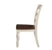 Set of Two Brown And White Wood Ladder Back Dining Side Chairs