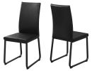 Set of Two Black Upholstered Faux Leather Dining Side chairs
