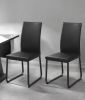 Set of Two Black Upholstered Faux Leather Dining Side chairs