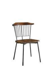 Set of Two Brown And Black Wood Windsor Back Dining Side Chairs