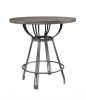 36" X 36" X 36" Gray Oak Gunmetal Metal Wood 5Pc Pk Counter Height Set