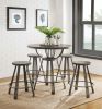 36" X 36" X 36" Gray Oak Gunmetal Metal Wood 5Pc Pk Counter Height Set