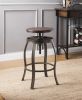 31" X 31" X 41" Walnut Sandy Black Metal Wood 3Pc Pk Bar Set