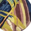 5' Blue And Ivory Round Wool Abstract Hand Tufted Area Rug