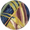 5' Blue And Ivory Round Wool Abstract Hand Tufted Area Rug