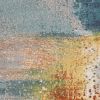 8' X 11' Blue Rust Orange Machine Woven Abstract Brushstrokes Indoor Area Rug