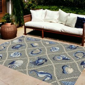 8' X 10' Gray Abstract Handmade Indoor Outdoor Area Rug