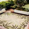 8' X 10' Beige Floral Handmade Indoor Outdoor Area Rug