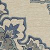8' X 10' Ivory and Blue Damask Handmade Indoor Outdoor Area Rug