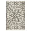 8' X 10' Gray and Ivory Damask Handmade Indoor Outdoor Area Rug