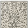 8' X 10' Gray and Ivory Damask Handmade Indoor Outdoor Area Rug