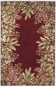5' X 8' Ruby Red Wool Floral Hand Tufted Area Rug