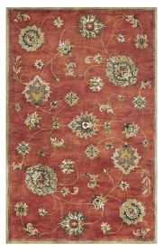 8' X 11' Sienna Orange Hand Tufted Allover Traditional Floral Indoor Area Rug