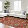 8' X 11' Sienna Orange Hand Tufted Allover Traditional Floral Indoor Area Rug
