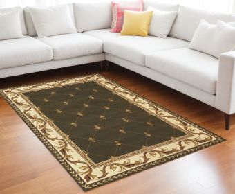9' X 13' Green and Brown Oriental Area Rug