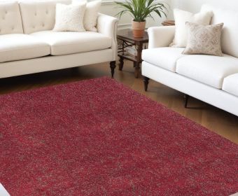 9' X 13' Red Hand Woven Area Rug