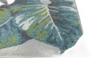 5' X 8' Beige Teal and Green Tropical Botanical Leaves Area Rug