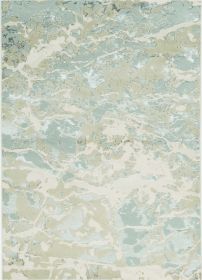 5' X 8' Sand Gray and Green Abstract Area Rug