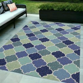 5' X 8' Blue Moroccan Handmade Indoor Outdoor Area Rug