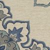 5' X 8' Ivory and Blue Damask Handmade Indoor Outdoor Area Rug