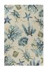 5' X 8' Ivory and Blue Floral Handmade Indoor Outdoor Area Rug