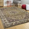Beige And Ivory Octagon Medallion Area Rug