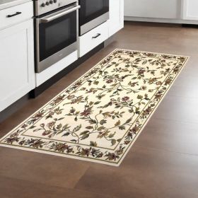 8' Ivory Octagon Floral Area Rug