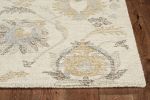 Ivory Octagon Floral Vines Area Rug