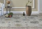 Ivory Octagon Floral Vines Area Rug