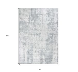 3' X 5' Gray Abstract Hand Loomed Area Rug