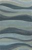 5' X 8' Aquamarine Abstract Waves Hand Tufted Wool Area Rug