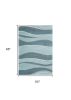 5' X 8' Aquamarine Abstract Waves Hand Tufted Wool Area Rug