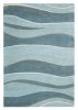 5' X 8' Aquamarine Abstract Waves Hand Tufted Wool Area Rug
