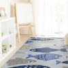 2' X 3' Blue and Ivory Fish Hand Tufted Area Rug