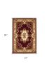 2' X 3' Red and Ivory Floral Border Area Rug