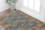3' X 5' Blue and Beige Floral Hand Woven Area Rug
