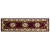 8' Red and Ivory Floral Border Runner Rug