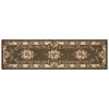 8' Green and Ivory Medallion Runner Rug