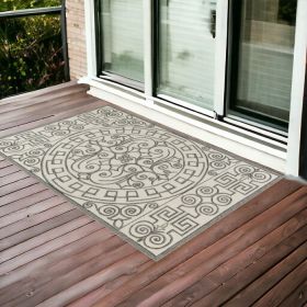 3' X 5' Gray and Ivory Moroccan Handmade Indoor Outdoor Area Rug