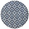 8' Round Ivory and Blue Moroccan Handmade Indoor Outdoor Area Rug