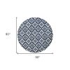 8' Round Ivory and Blue Moroccan Handmade Indoor Outdoor Area Rug