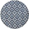 8' Round Ivory and Blue Moroccan Handmade Indoor Outdoor Area Rug