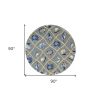 8' Round Gray Round Abstract Handmade Indoor Outdoor Area Rug