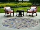 8' Round Gray Round Abstract Handmade Indoor Outdoor Area Rug